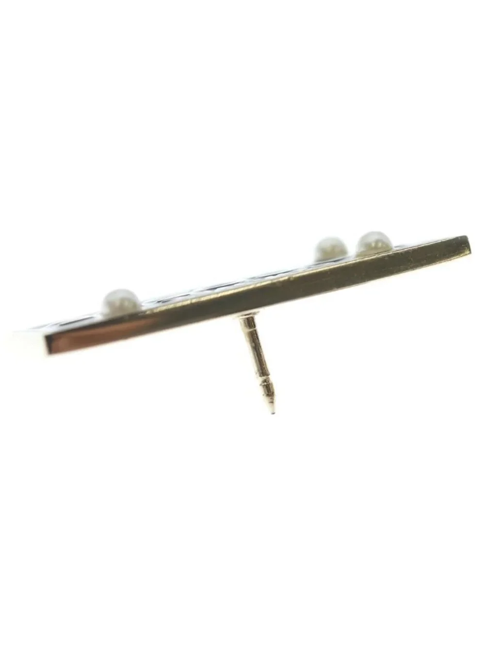 Chanel Brooch Pin Badge Black Gold 17c